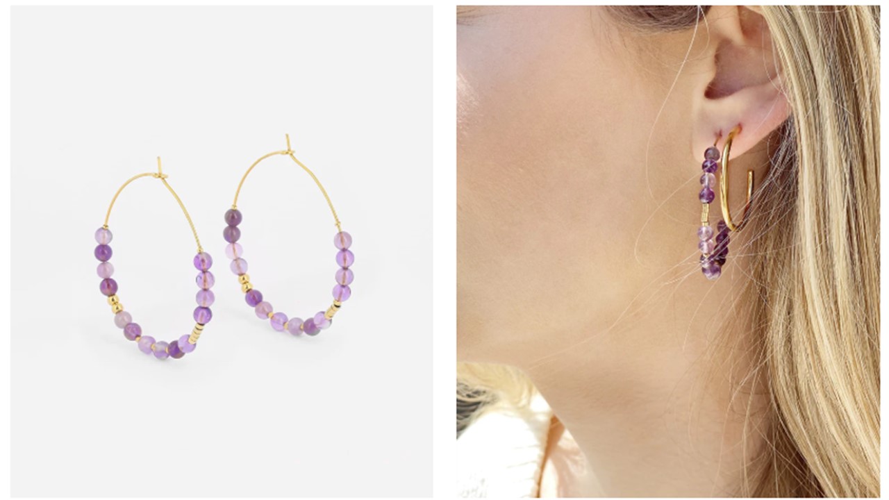 boucles d'oreilles améthyste ZAG